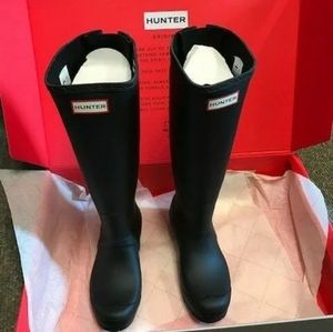 Matte Black Hunter Rain Boots, Tall